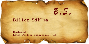 Bilicz Sába névjegykártya